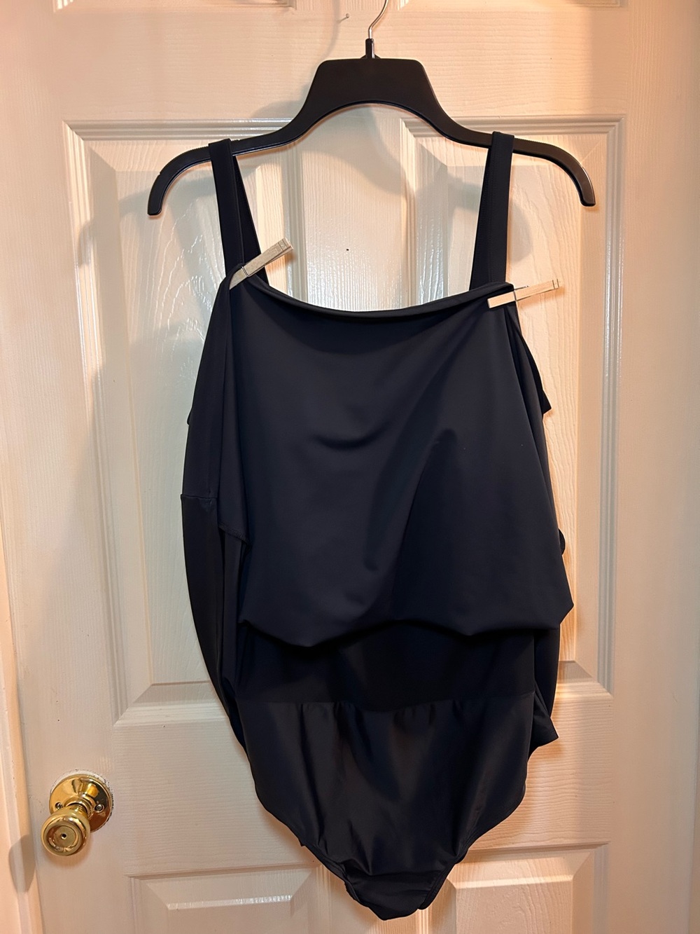 Black one piece underneath with dress. Pink & Orange Patterned Bust - Picture 6 of 7